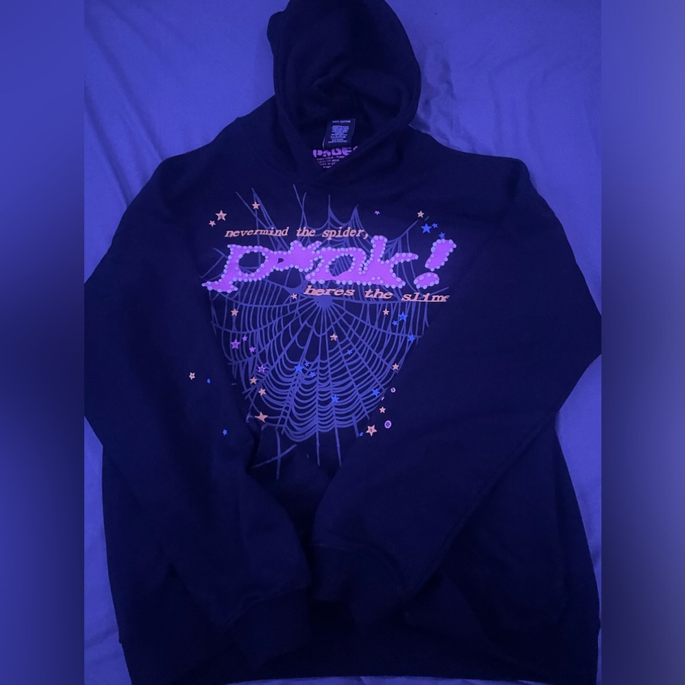 Sp5der P*NK Hoodie Black - Mens size medium